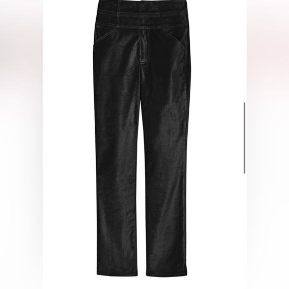 NEW Rebecca Taylor Velveteen Pants Black Velvet High Waisted Straight Leg Size 6 - Picture 7 of 10